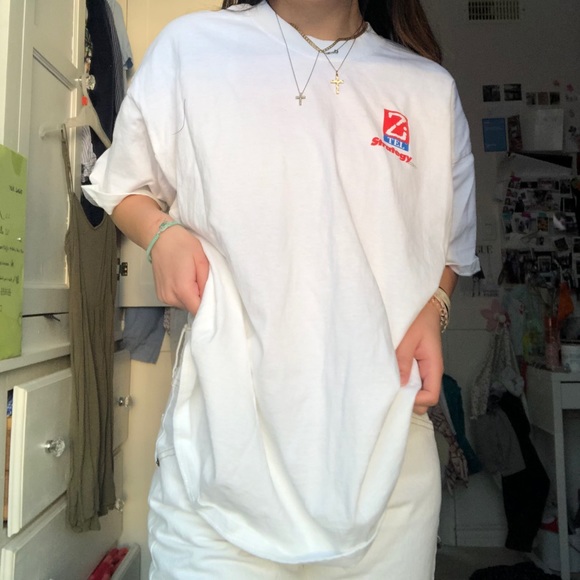 rainbow logo vintage inspired oversized white tee - Picture 3 of 4